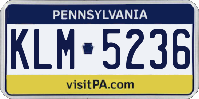 PA license plate KLM5236
