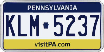 PA license plate KLM5237