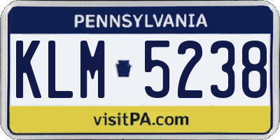 PA license plate KLM5238