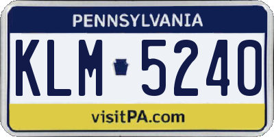 PA license plate KLM5240