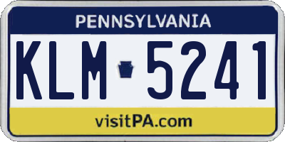 PA license plate KLM5241