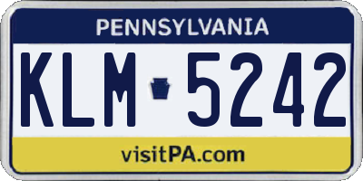 PA license plate KLM5242
