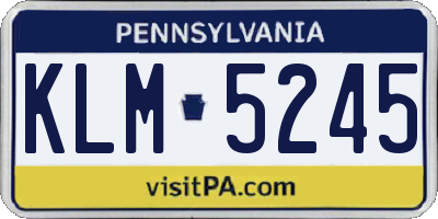 PA license plate KLM5245