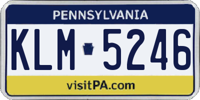PA license plate KLM5246