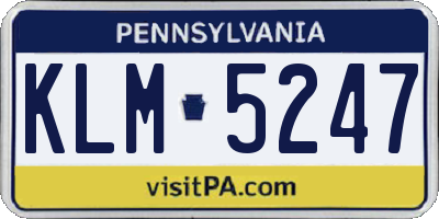 PA license plate KLM5247