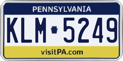 PA license plate KLM5249
