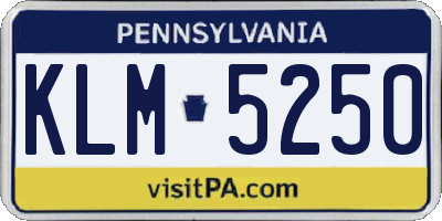 PA license plate KLM5250