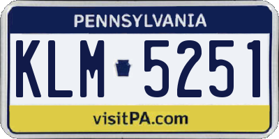 PA license plate KLM5251