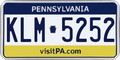 PA license plate KLM5252