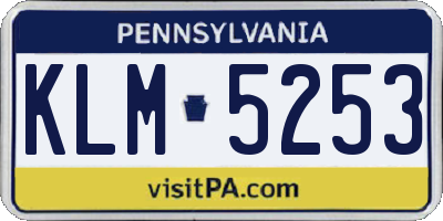PA license plate KLM5253