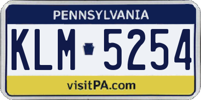 PA license plate KLM5254