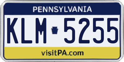 PA license plate KLM5255