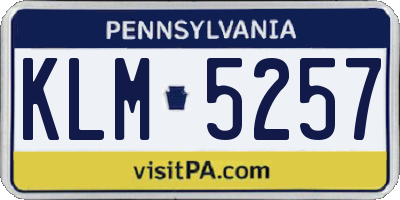 PA license plate KLM5257
