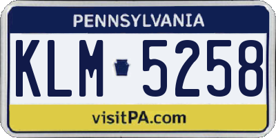 PA license plate KLM5258