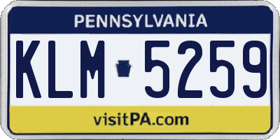 PA license plate KLM5259