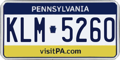 PA license plate KLM5260