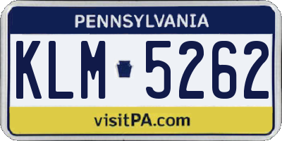PA license plate KLM5262
