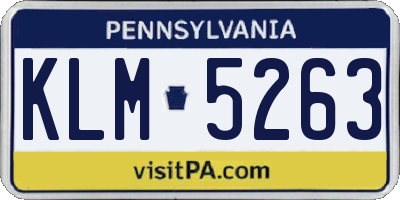 PA license plate KLM5263