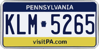 PA license plate KLM5265