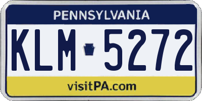 PA license plate KLM5272