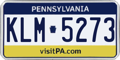PA license plate KLM5273