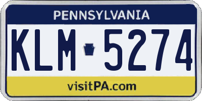 PA license plate KLM5274