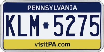 PA license plate KLM5275