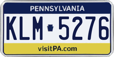 PA license plate KLM5276