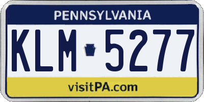 PA license plate KLM5277