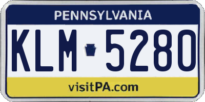 PA license plate KLM5280
