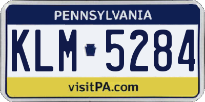 PA license plate KLM5284