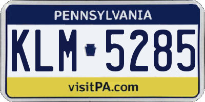PA license plate KLM5285