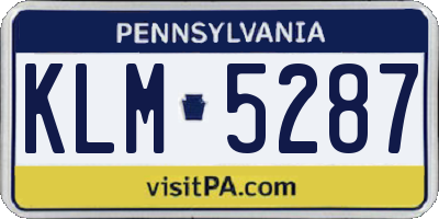 PA license plate KLM5287