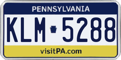 PA license plate KLM5288