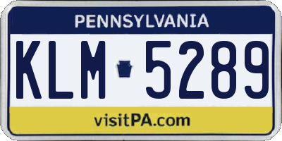 PA license plate KLM5289