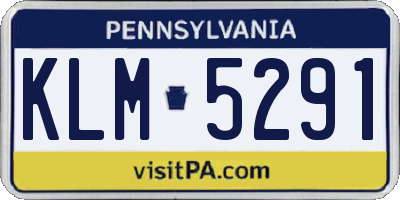PA license plate KLM5291
