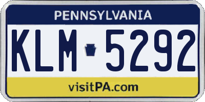 PA license plate KLM5292