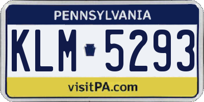 PA license plate KLM5293