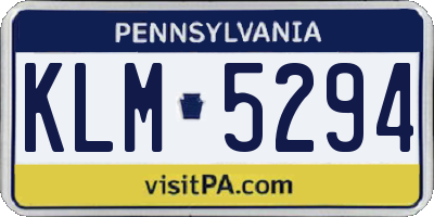PA license plate KLM5294
