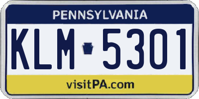 PA license plate KLM5301