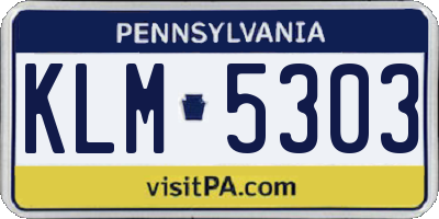 PA license plate KLM5303