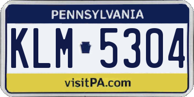 PA license plate KLM5304