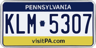 PA license plate KLM5307