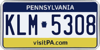 PA license plate KLM5308