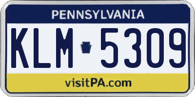 PA license plate KLM5309