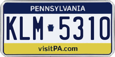 PA license plate KLM5310