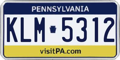 PA license plate KLM5312