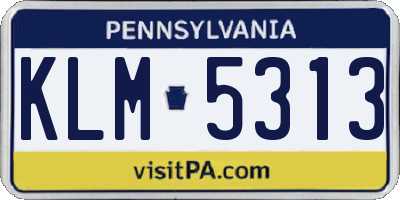 PA license plate KLM5313