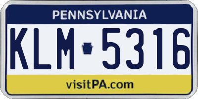 PA license plate KLM5316