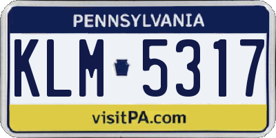 PA license plate KLM5317